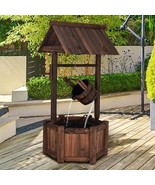 Outdoor Patio Garden Solid Wood Wishing Well Water Fountain with Pump - $362.86 CAD