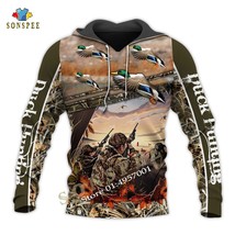 New Fashion 3D Men Hoodies Wild Duck  Printed Long Sleeve Hooded Sweatshirts Uni - £60.12 GBP