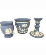 Wedgwood Blue and White Planter, Vase and Candleholder Set - $66.79 CAD