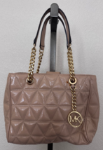 Michael Kors Susannah Tote Bag Crossbody Beige Quilted Leather Chain Han... - $39.59