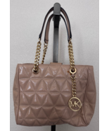 Michael Kors Susannah Tote Bag Crossbody Beige Quilted Leather Chain Han... - $726.24 MXN