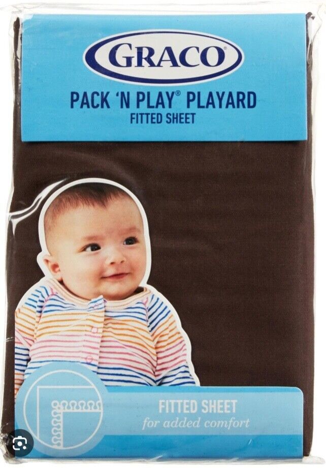 Graco Pack ‘N Play Playard Fitted Sheet, Chocolate Brown, Baby, 39" X 27" Unisex - £13.54 GBP