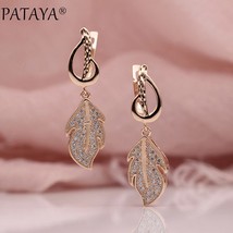 PATAYA New Women Wedding Lewelry 585 Rose Gold Color Leaf MiWax Inlay Natural Zi - £17.92 GBP