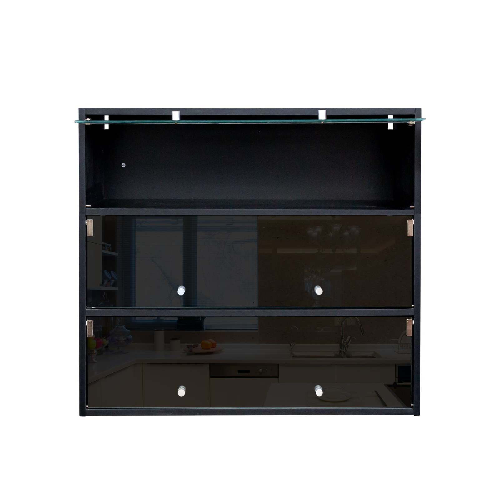 Black Glass Door Shoe Storage Cabinet with RGB LED Lights Item image 5