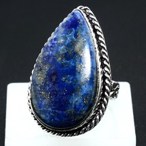 Bague naturelle en lapis-lazuli pierre précieuse poire lisse faite main bijou... - £7.07 GBP