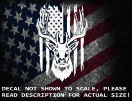 Buck Head In Distressed US Flag Cut Vinyl Decal Sticker US Seller US Made - £5.45 GBP+
