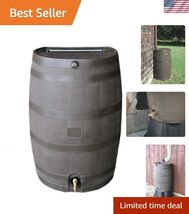 50-Gallon Rain Water Collection Barrel with Brass Spigot, Brown - $184.18