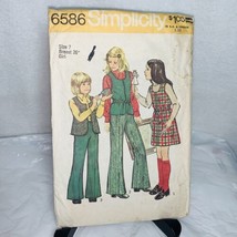 1974 Simplicity 6586 Girls Retro Jumper Vest Bell-Bottom Pants Size 7 Uncut - £7.64 GBP