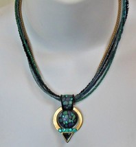 Chico&#39;s Multi-Strand Blue Bead Pendant Necklace 21.5&quot; - $26.24