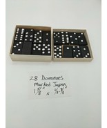 Vintage mini DOMINOES Set 28 Black Wood Double 6 USED Japan approx 1 5/8... - £7.77 GBP