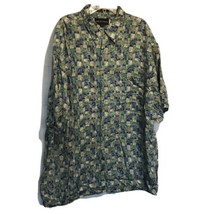 Croft &amp; Borrow Button Up Collared Shirt~ Size XL~ Short Sleeve ~ Green &amp; Blue - £10.62 GBP