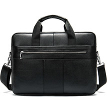 Genuine Leather Briefcase for Men Bag Laptop 14 Inch Document A4 Shoulder Handba - £76.79 GBP