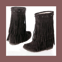 Mid Calf Moccasin Tassel Fringe Style Mountain Boot - Coffee/Brown