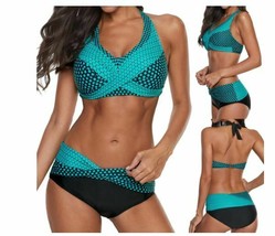 2pc Sexy Women&#39;s Bikinis Polka Dots Push-up Beach Swimsuit Set Size S-3XL - £33.65 GBP