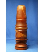 Wooden look Candle Brown Tall Marbled 10.5 inches Wooden base Decorative - £6.66 GBP