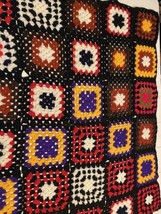 Vtg. 70’s Hand Crochet Granny Blanket Afghan Throw Trim Colorful LSU 45 X 45 - £37.79 GBP