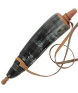 Medieval Renaissance Gunpowder Horn With Genuine Leather Shoulder Strap - £14.07 GBP