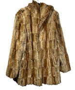 Pamela McCoy Faux Fur Hooded Coat Womens XL Satin Lined Amber Brown Mob ... - £65.31 GBP