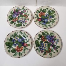 4 Sakura Oneida Salad Plates Fruit Grapes Plum 8” Dessert Luncheon Plate... - $15.84