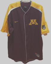 Minnesota Golden Gophers NCAA Vintage 90s Nike Logo Maroon Baseball Jersey L - £21.21 GBP