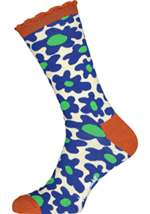 Happy Socks Blue Flower Unisex Premium Cotton Socks 1 Pair Size 7-11 - £12.10 GBP