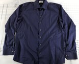 Eton Contemporary Shirt Mens 17 Navy Blue Long Sleeve Button Down Cotton - $37.15