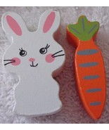 Wooden White Bunny &amp; Orange Carrot - $5.47 CAD