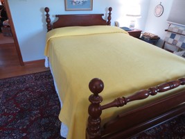 Vintage CANNON Yellow RIBBED Cotton FULL BEDSPREAD - 84&quot; x 110&quot; - £36.05 GBP