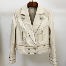 HIGH QUALITY New Fashion 2023 Designer Motorcycle Jacket Women&#39;s Lion Buttons Sy - £54.04 GBP