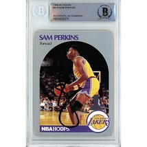 Sam Perkins Los Angeles Lakers Auto 1990 Hoops Basketball Autograph Card Beckett - $88.19