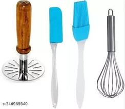 Kitchen tool set combo of Masher Oil Brush, Spatula, Whisker Set of 4 - £19.79 GBP
