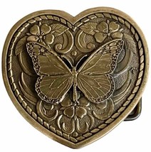 Vintage Award Designs First Edition Numbered Brass Heart W Butterfly Belt Buckle - £41.11 GBP