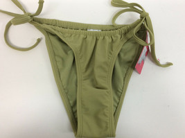 Juniors Shirred Side-Tie High Leg Scoop Bikini Bottom Xhilaration Olive Green S - £10.27 GBP