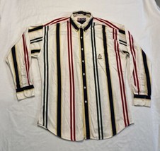 Chaps Ralph Lauren Men Medium Long Sleeve Vertical Stripe Vintage 90s Bu... - £12.23 GBP