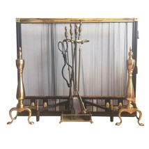 Antique Flexscreen Norwich NY Solid Brass/Iron Fireplace Screen Andirons... - $29,999.99