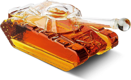  Military Tank Whiskey Glass Decanter Army Gift Bourbon Scotch Wine - £47.46 GBP