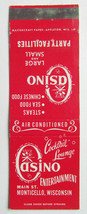 Casino - Monticello, Wisconsin Restaurant Lounge 20 Strike Matchbook Cover WI - £1.37 GBP