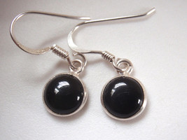 Black Onyx Round 925 Sterling Silver Earrings small - £7.16 GBP