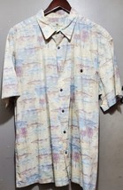 Island Shores Hawaiian Shirt Pastel Fish XL Cotton Tan Blue Fishing - £16.78 GBP