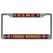 marine corps usmc combat wounded purple heart military chrome license plate - £23.44 GBP
