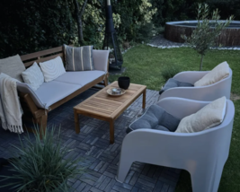 Outdoor Garden Patio Wooden Rectangular Coffee Table Solid Acacia Wood Tables - £72.46 GBP