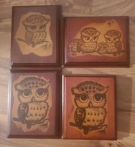 Vintage Owl Wood Wall Hanging Plaque Lot Of 4 - £26.06 GBP