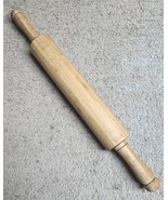 VTG 12&quot; Wood Rolling Pin  with 4 1/2&quot; carved Wooden Rolling Handles in EUC - £13.00 GBP