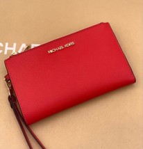 Michael Kors Double Zip Wristlet Wallet DK Sangria - £63.53 GBP