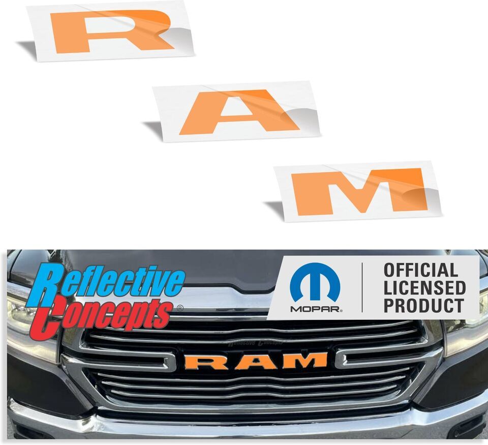 RAM Grille Emblem Overlay Decal Sticker - Fits 2019-2024 Ram 1500Mopar Offici...