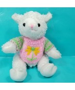 Goffa White Baby Lamb Floral Pink Sweater Removable Plush Stuffed Animal... - €16,25 EUR