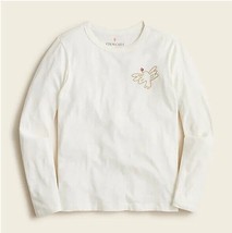 Crewcuts Girl Ivory Bird Embroidered Long Sleeve Crew Neck Cotton T-shirt 2 3 - £11.86 GBP