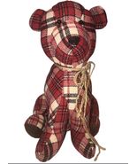 Vintage Red Plaid Decorative Stuffed Animal 13 Inches Long - $28.96 CAD