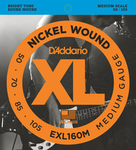 D&#39;Addario EXL160M Nickel Wound Bass Guitar Strings, Medium, 50-105, Medi... - £29.87 GBP