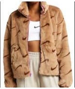 Women&#39;s Nike Sportswear Faux Fur Brown Jacket Size Large - $248.17 CAD
